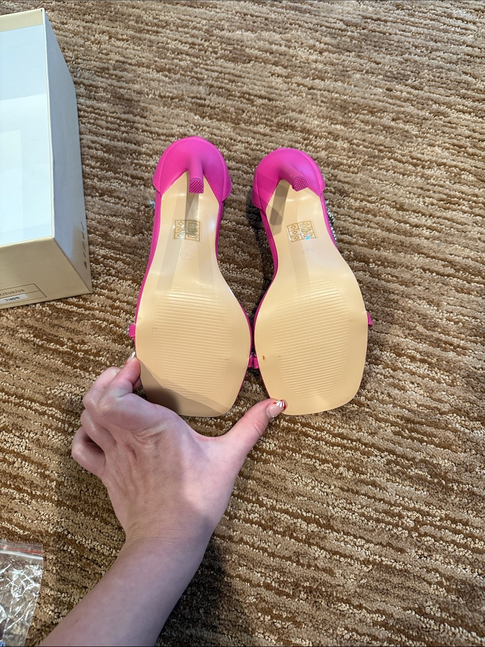Public Desire Hot Pink Rhinestone Strap Heels - Picture 4 of 4